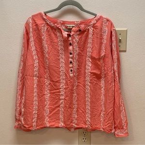 Hydraulic Plus Size Coral Long Sleeve Top
